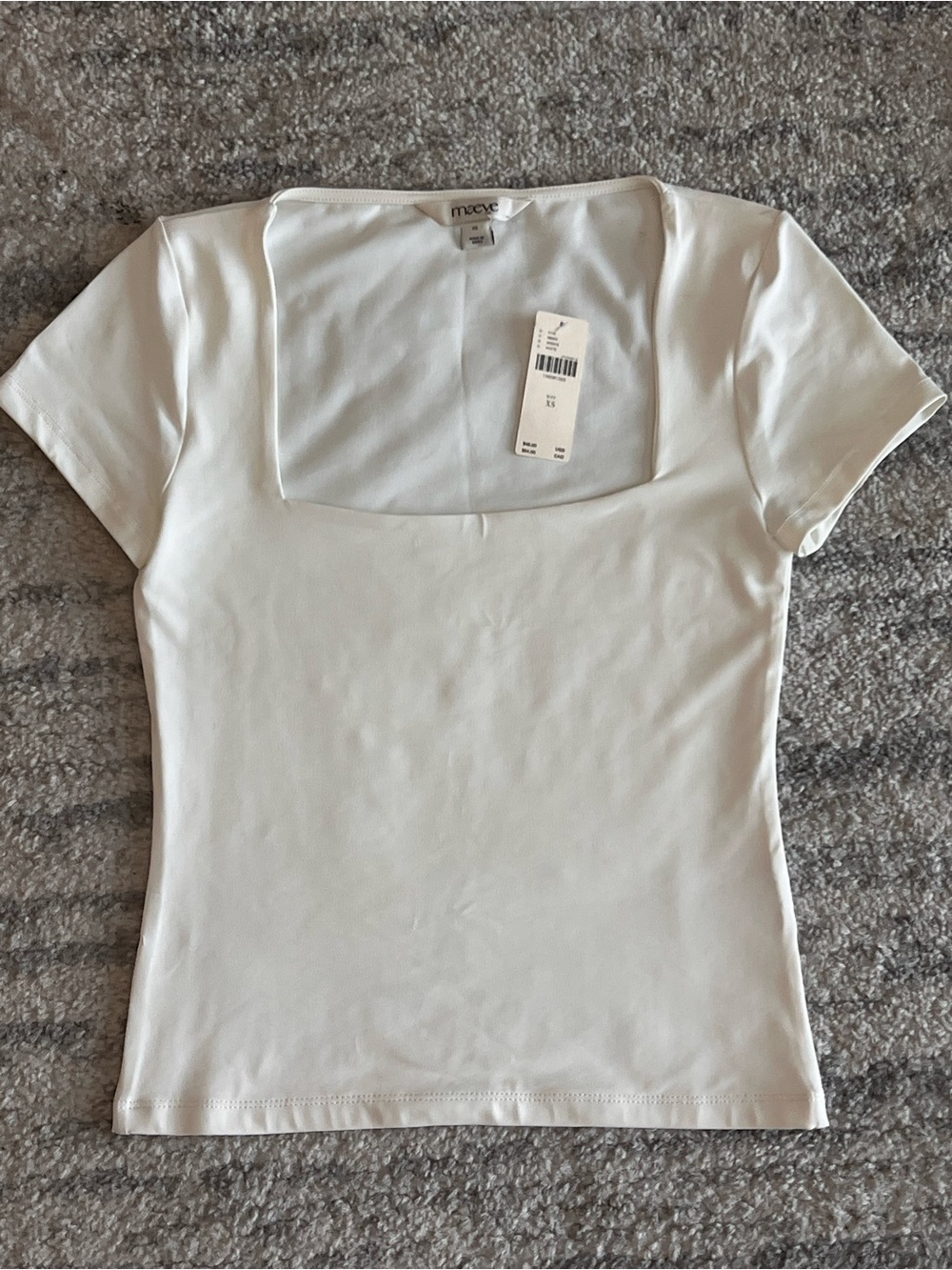 Maeve Cream Square Neck Short Sleeve Tee